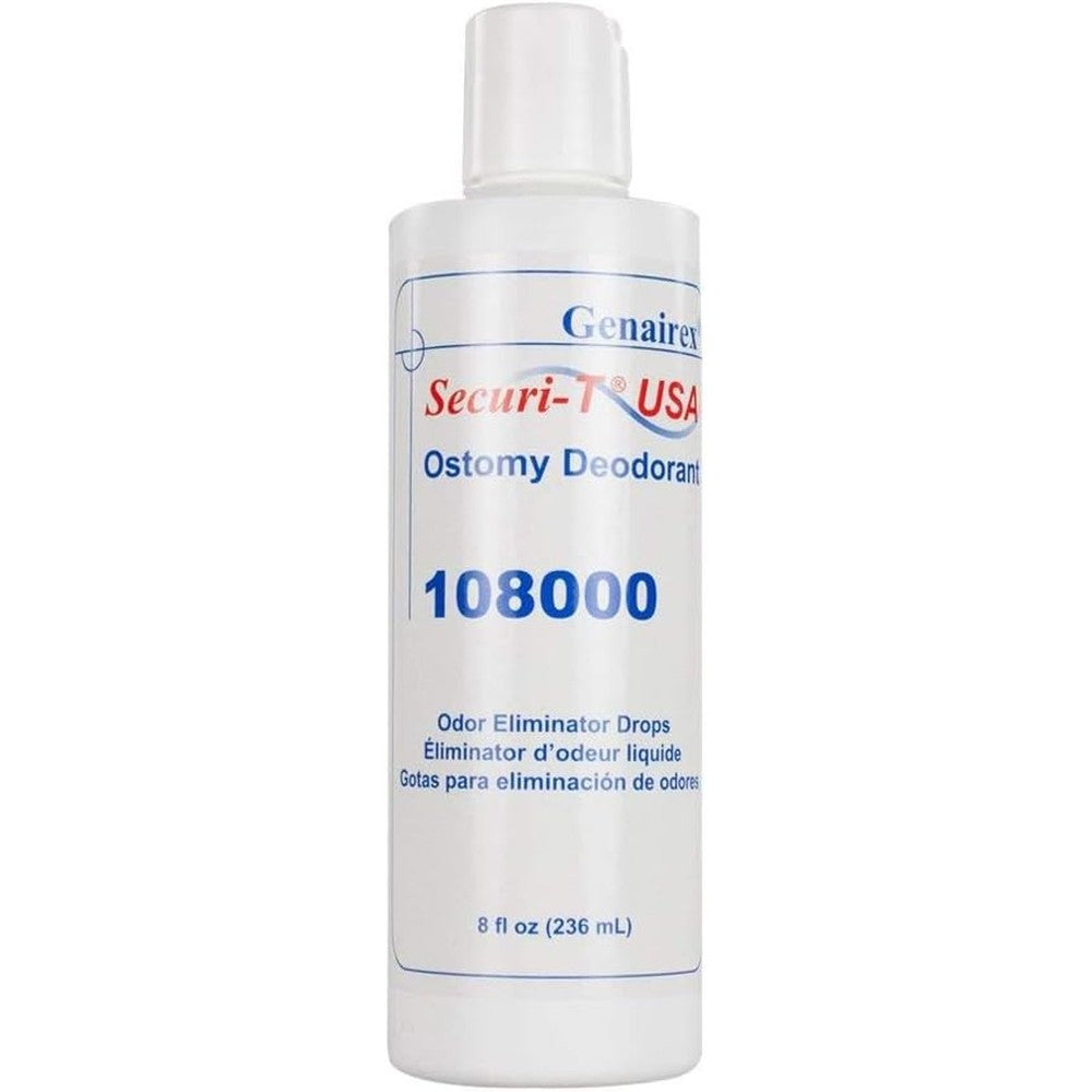 Genairex Securi-T Ostomy Deodorant pack of six front view authentic medical supply packaging.