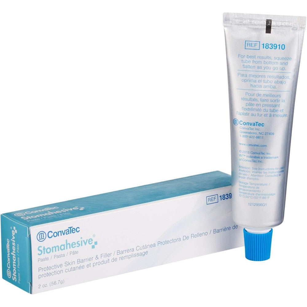 ConvaTec Stomahesive Protective Skin Barrier Paste 183910 front view showing two ounce tube packaging