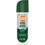 OFF! Deep Woods Insect Repellent VII Spritz six ounce bottle front view highlighting the brand logo and twenty-five percent DEET formulation.