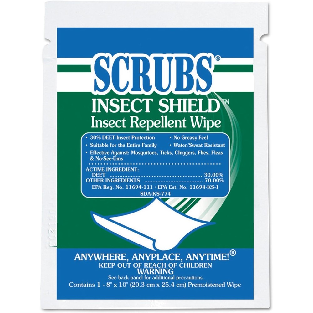 ITW ProBrands Dymon Scrubs Insect Shield insect repellent single pack wipe front view