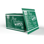Bug Soother Natural Insect Repellent Wipes 15 count pack front view showing the lemongrass vanilla mosquito protection packaging.
