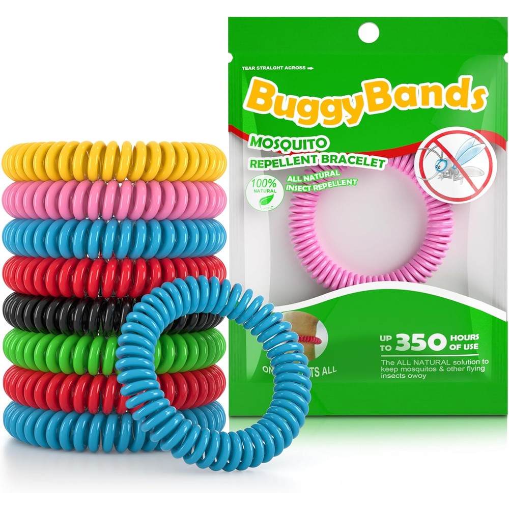 BuggyBands 24 pack mosquito repellent bracelets front packaging view