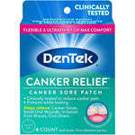 DenTek Canker Relief Canker Sore Patch front view of the six count packaging for mouth ulcer relief