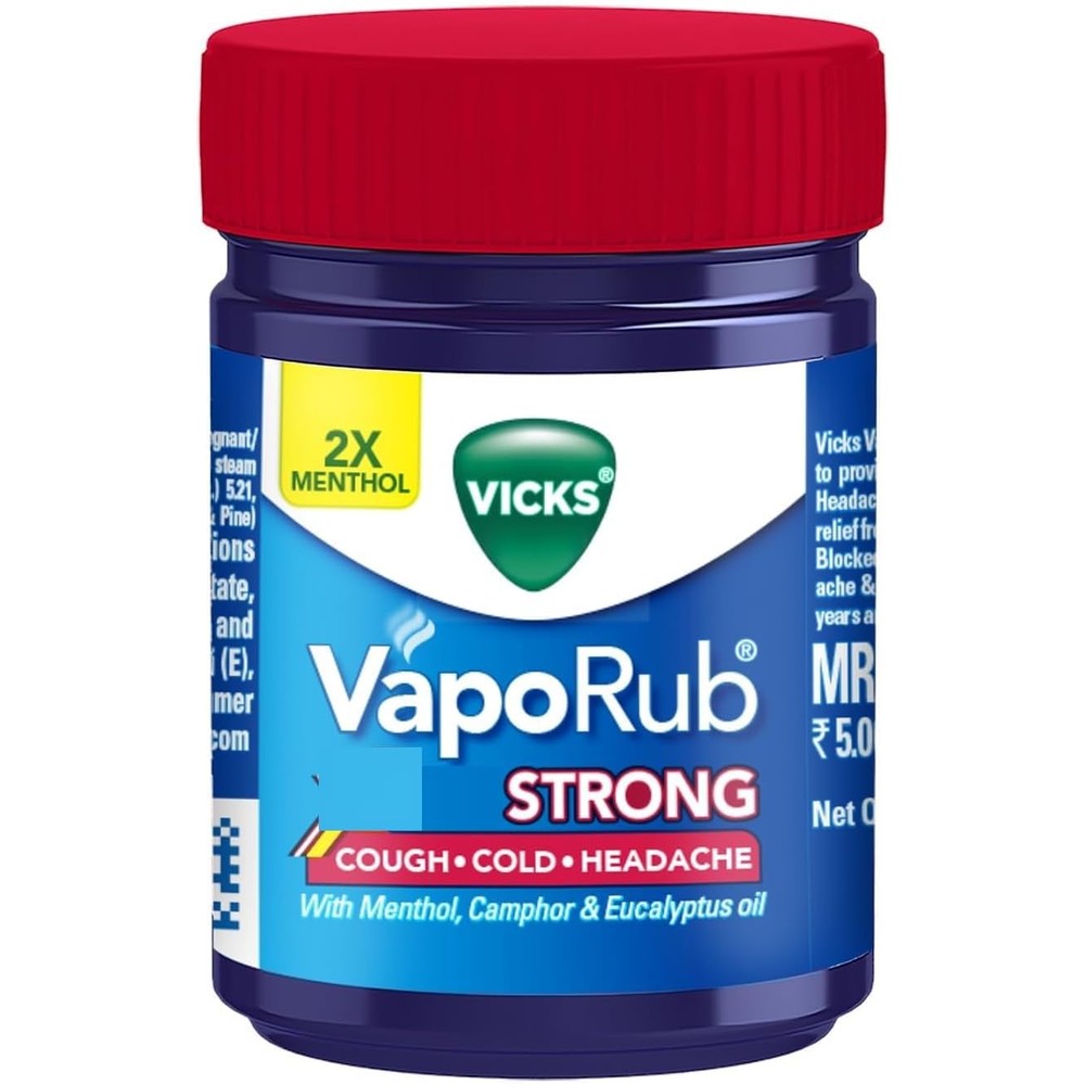Vicks VapoRub Xtra Strong 50ml front view jar for cough and cold relief.
