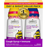 Zarbee's Children's Honey Cough Syrup Day and Night Value Pack front packaging showing two mixed berry bottles.