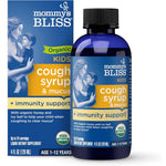 Mommy's Bliss Organic Kids Cough Syrup and Mucus Relief bottle with elderberry and zinc