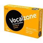 Vocalzone Honey and Lemon Throat Pastilles front view packaging for vocal care