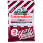 Fisherman's Friend Sugar Free Cherry Menthol Cough Drops front view package showing sore throat lozenges