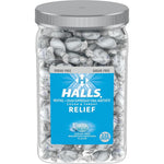 Halls Relief Mountain Menthol Sugar Free Cough Drops front view packaging for cold relief