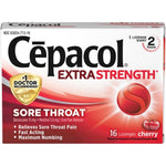 Cepacol Maximum Strength Throat Drop Lozenges Cherry 16 Count front packaging displaying fast acting numbing relief