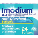 Imodium A-D Anti-Diarrheal Softgels 24 count front view