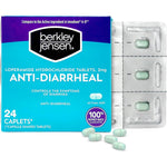 Berkley Jensen Anti Diarrheal Medicine front view packaging showing twenty four caplets