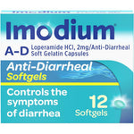 Imodium A-D Diarrhea Relief Softgels front view packaging