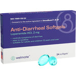 Welmate anti diarrheal softgels blister pack front view showcasing 2mg loperamide content