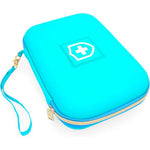 CASEMATIX turquoise asthma inhaler travel case front view showing compact hard shell design