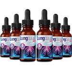 Lung Clear Pro lung support supplement drops front view showing six pack bottles for respiratory wellness.
