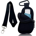 LeoTube neoprene asthma inhaler travel case front view showing black protective pouch