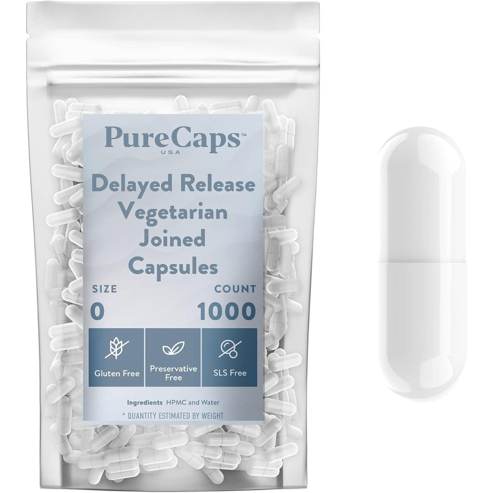 PureCaps USA Size 0 empty vegetarian capsules front view packaging