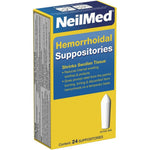 NeilMed Hemorrhoidal Suppositories 24 count front packaging view
