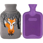 HomeTop premium classic rubber hot water bottle with fox knit cover