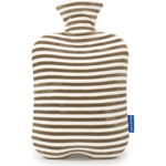 SKOFRI Hot Water Bottle with Soft Cover front view showing the premium gray plush fabric texture and secure white stopper.
