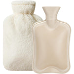 Dawdix 2 Litre Natural Rubber Hot Water Bottle front view with cream white cover.