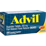 Advil Pain Reliever and Fever Reducer 100 Caplets bottle front view