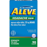 Aleve Headache Pain Reliever 90 tablets front bottle view