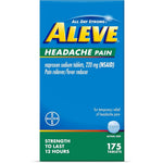 Aleve Headache Pain Reliever front view showing the 175 count bottle