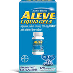 Aleve Naproxen Sodium Liquid Gels 120 Count front packaging for fast pain relief