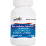 Camber Pharmaceuticals Naproxen Sodium 220 mg 500 count bottle front view showing product labeling