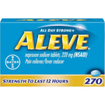 Aleve Naproxen Sodium 220 mg Caplets front view packaging showing 270 count size