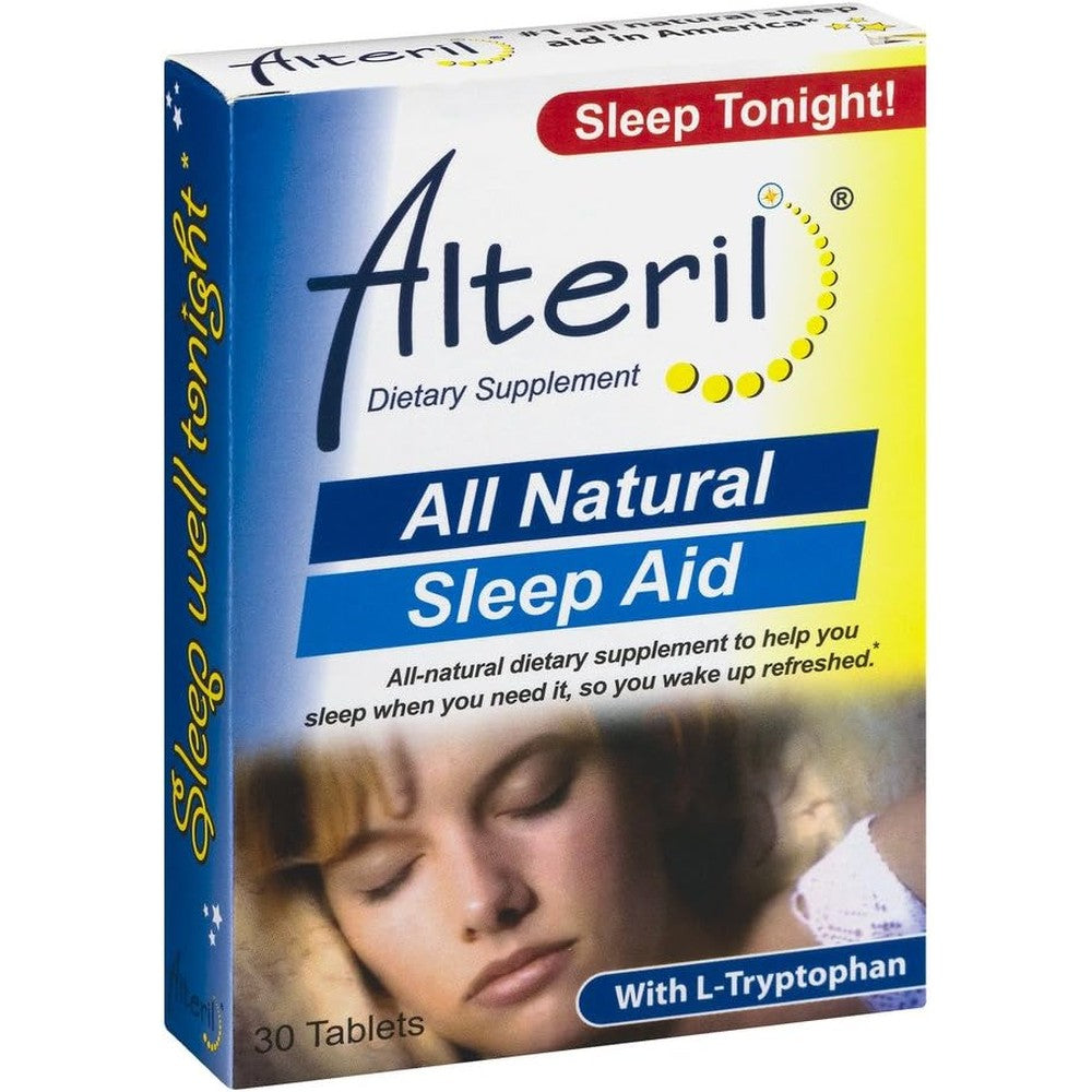 Alteril All Natural Sleep Aid twin pack box front view showing natural melatonin ingredients.