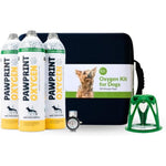 Pawprint Oxygen Dog Rescue Oxygen Kit front view with travel case and canisters.