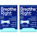 Breathe Right Nasal Strips Clear Large 2 pack front view for snoring relief.