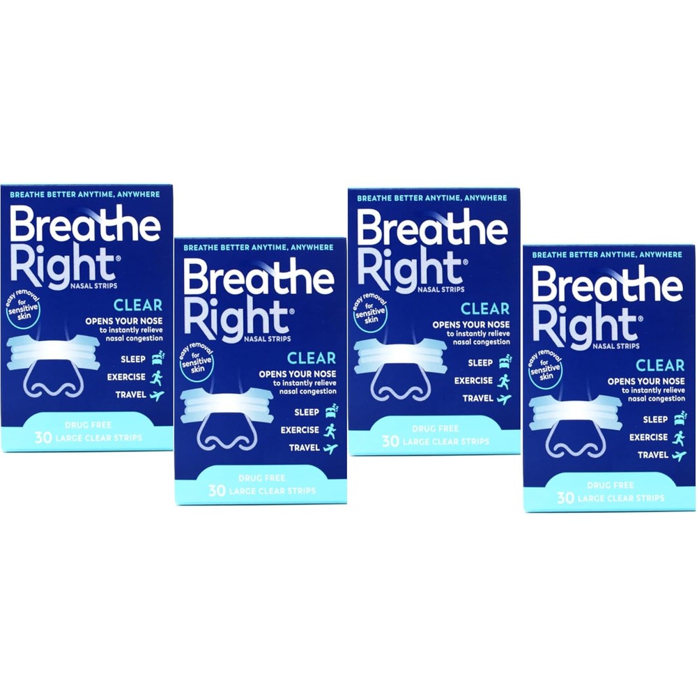 Breathe Right Nasal Strips Clear Large 120 count front view snoring relief