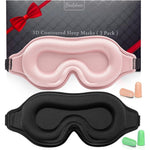 BeeVines 2 Pack 3D Contoured Sleep Mask front view in black and grey.