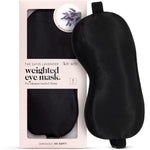 Kitsch Lavender Weighted Satin Sleep Mask front view in black for deep sleep.