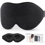 LitBear 3D Contoured Sleep Mask front view in black for total light blocking.