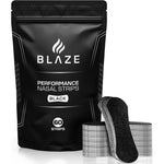 Blaze Performance Nose Strips 60 Count front packaging showing black athletic nasal strips.
