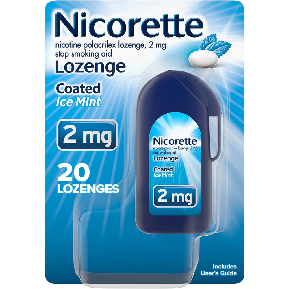 Nicorette Coated Nicotine Lozenges 2mg front pack view for smoking cessation