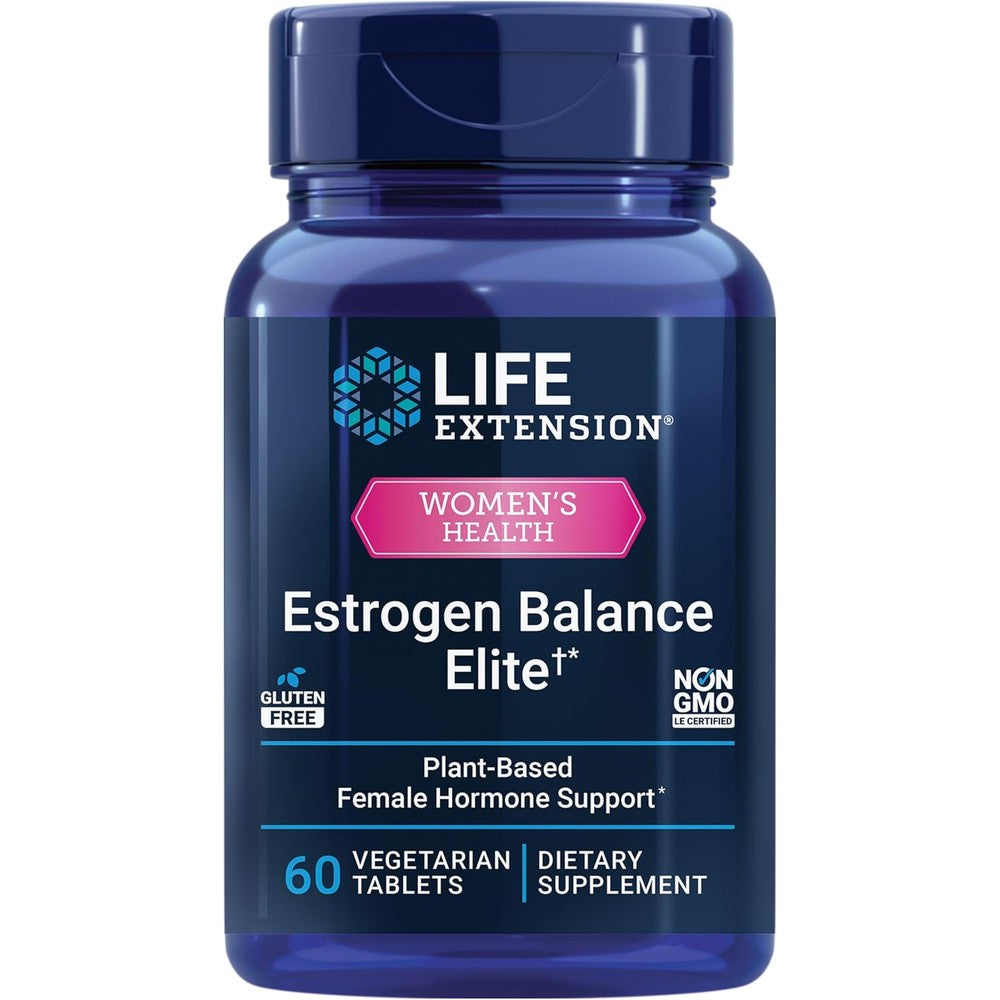 Life Extension Estrogen Balance Elite 60 tablets bottle for menopause support