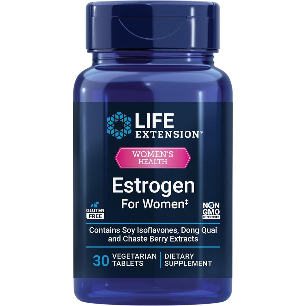 Life Extension Estrogen for Women bottle front view for menopause relief.
