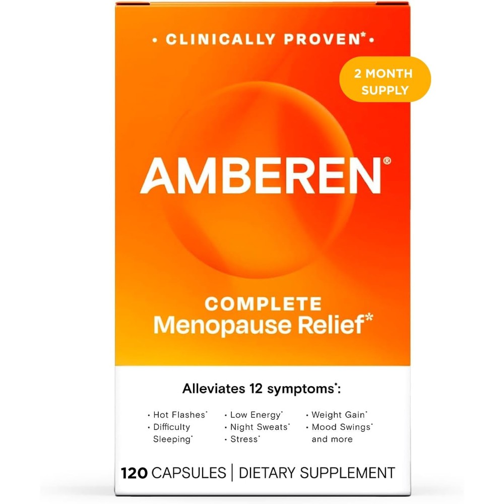 Amberen Menopause Supplement 120 Capsules front view for hormone balance.