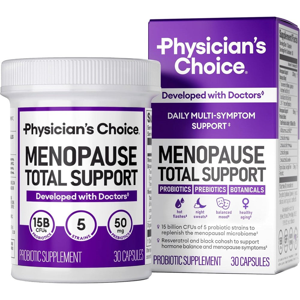 Physician's Choice Menopause Probiotic 30 count bottle front view showing hormone balance and gut health benefits