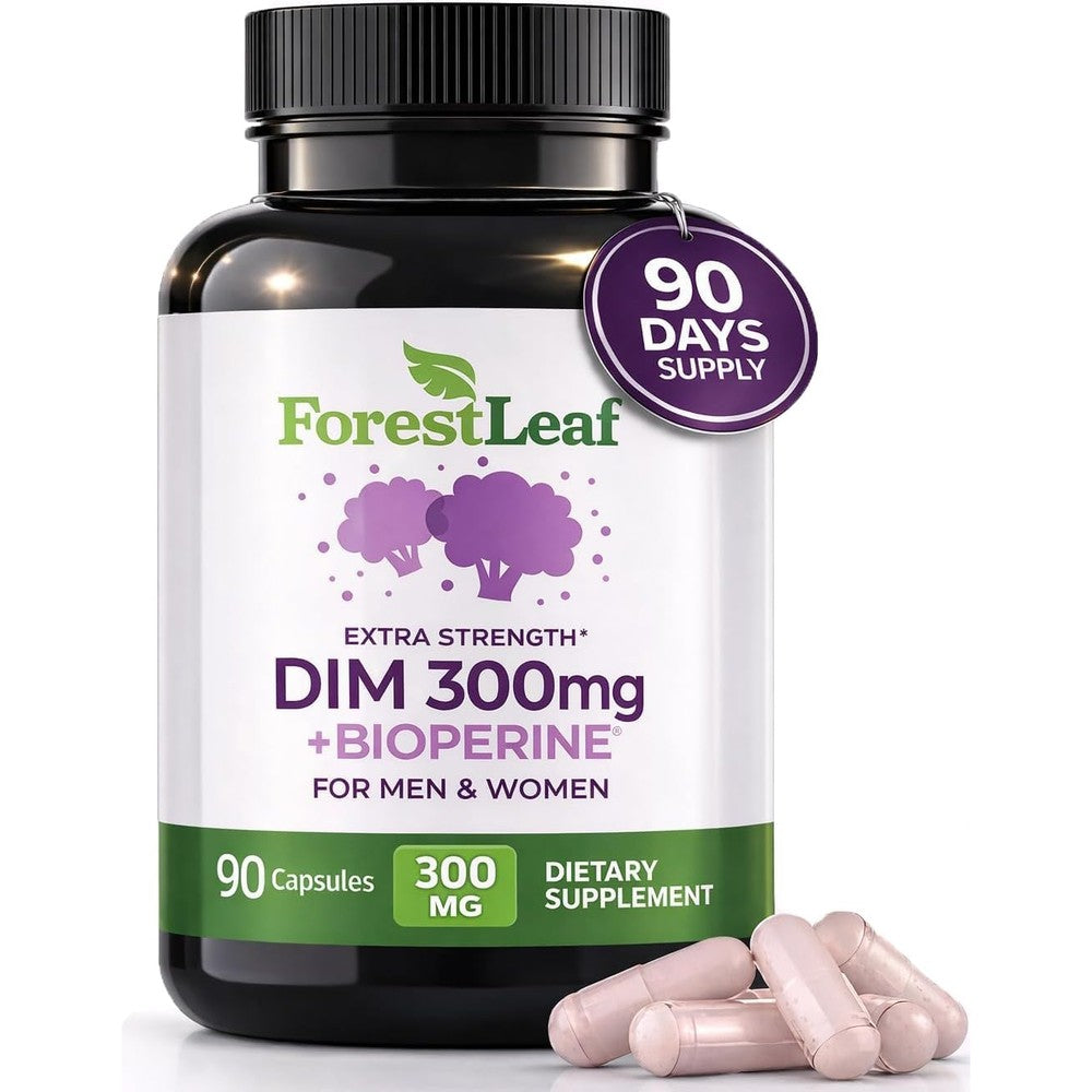 ForestLeaf DIM Supplement front view bottle of estrogen balance capsules with BioPerine
