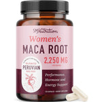 SMNutrition Organic Maca Root Capsules for Women front bottle view for hormone support.