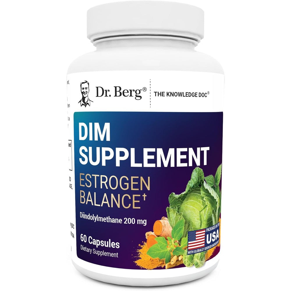 Dr. Berg DIM Estrogen Balance 60 capsules front view showing the product label.