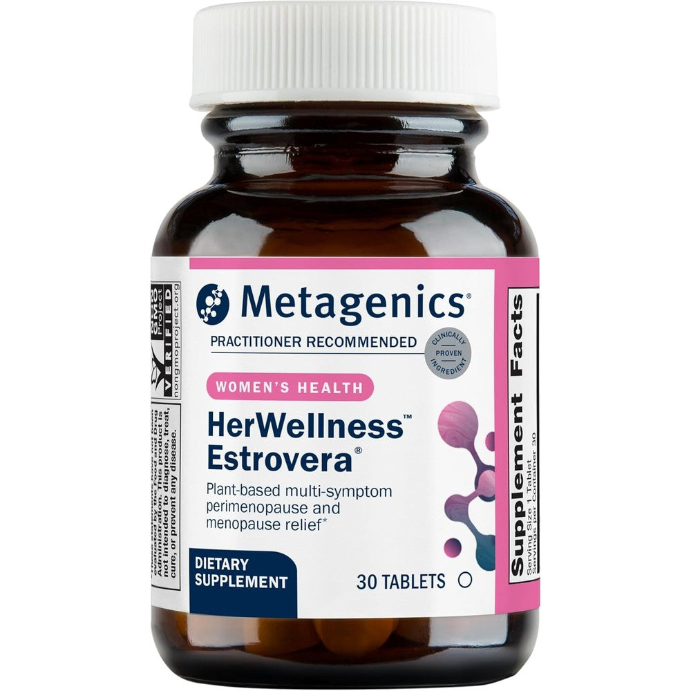 Metagenics HerWellness Estrovera bottle front view for menopause relief
