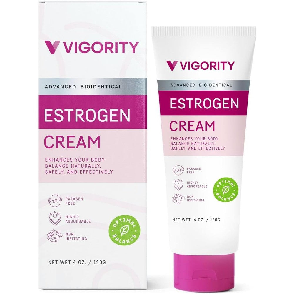 Vigority Estrogen Cream front view of jar for menopause relief